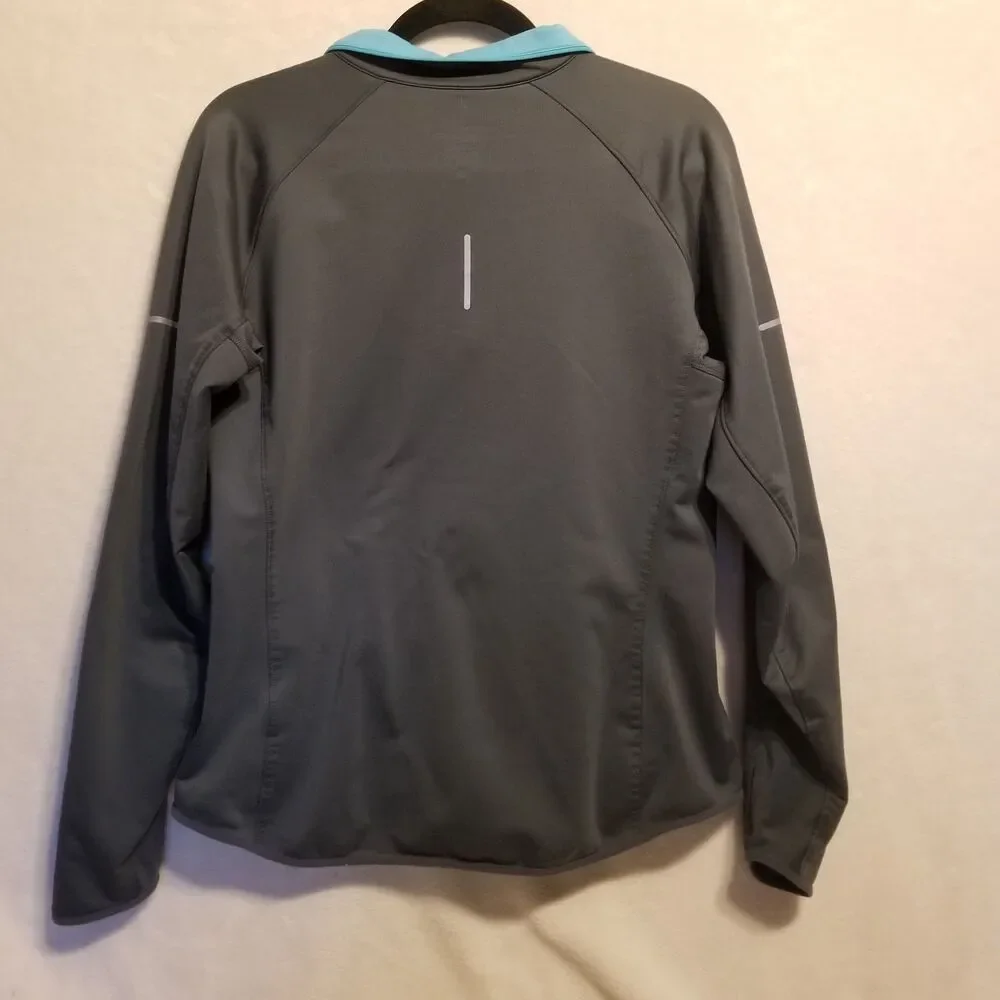 Nike L Jacket Grey Dri-FIT Full Zip Reflective Track Running Athletic Gym